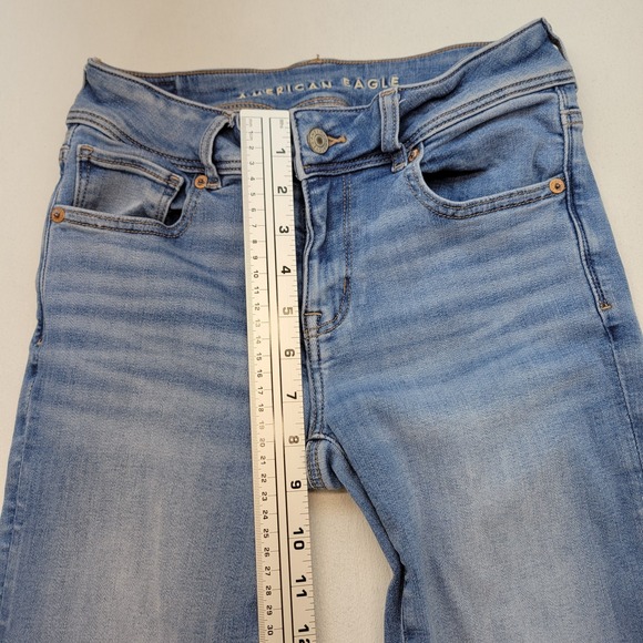 American Eagle Jeans Womens 2 Short Blue Kick Boot Mid Rise Stretch Denim - Picture 8 of 11